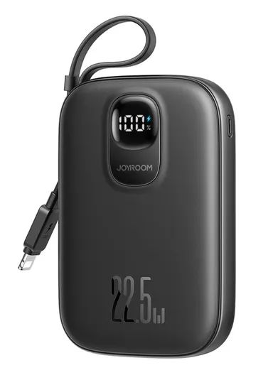 10000mAh 22.5W Digital Display Fast Charging Power Bank with Lightning Cable JR-PBF18 - Black