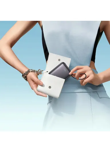 10000mAh 22.5W Digital Display Fast Charging Mini Power Bank with Dual Cables Type-C + Lightning iPhone JR-PBF27 - Blue