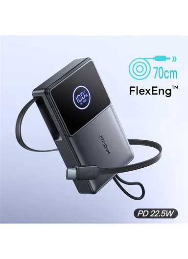 10000mAh 22.5W Built-in Retractable Cable Powerbank V1.0 JR-PR1 - White 