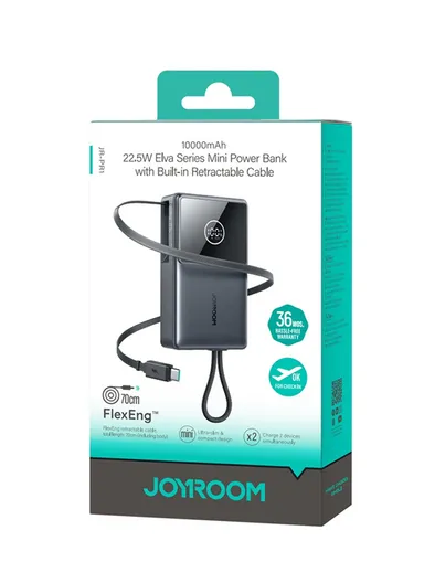 10000mAh 22.5W Built-in Retractable Cable Powerbank V1.0 JR-PR1 - White 