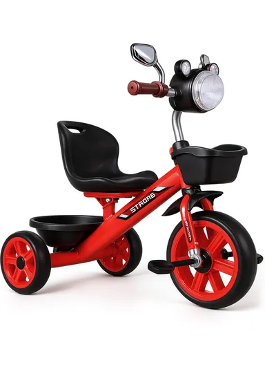 Children’s Ride-On Tricycle with Front Storage Basket, Music &amp; Light Y-TS800 - Red