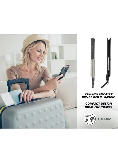 54W Hair Straightener with Ceramic-Coated Plates, 6-Level Temperature Control &amp; 360° Swivel Cord P301PIS200