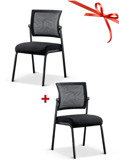 2 Pcs Elegant Desk Chair, Office Chair with Thick Seat Cushion (W50 x D56 x H90)cm - Black