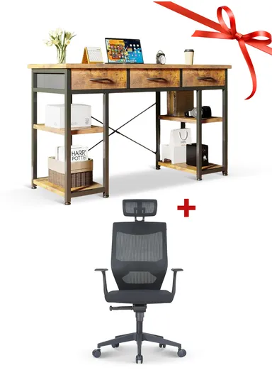 2-in-1 Office Furniture Set, Work Desk &amp; Office Chair