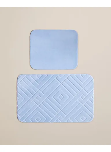 Bath Mat Set 60x80 cm + 40x60 cm Light Blue