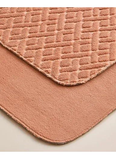 Gridline Bath Mat Set 60x80 cm + 40x60 cm Salmon