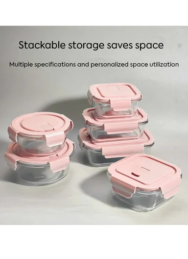 3Pcs Heat-Resistant Square Glass Food Storage Containers Set - Blue