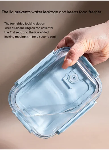 3Pcs Heat-Resistant Square Glass Food Storage Containers Set - Pink