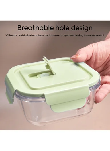 3Pcs Heat-Resistant Square Glass Food Storage Containers Set - Green