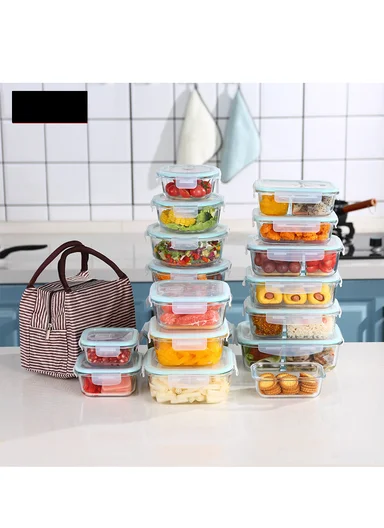 3Pcs Heat-Resistant Square Glass Food Storage Containers Set - Transparent