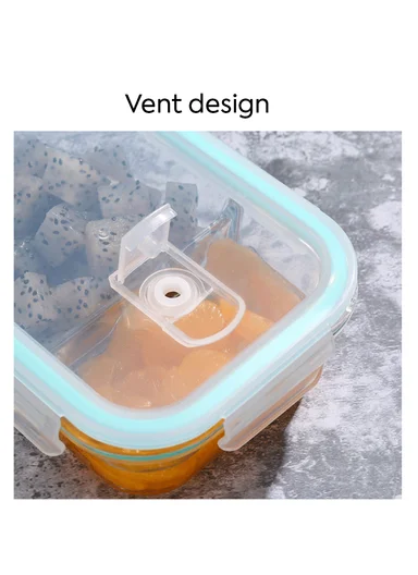 3Pcs Heat-Resistant Square Glass Food Storage Containers Set - Transparent