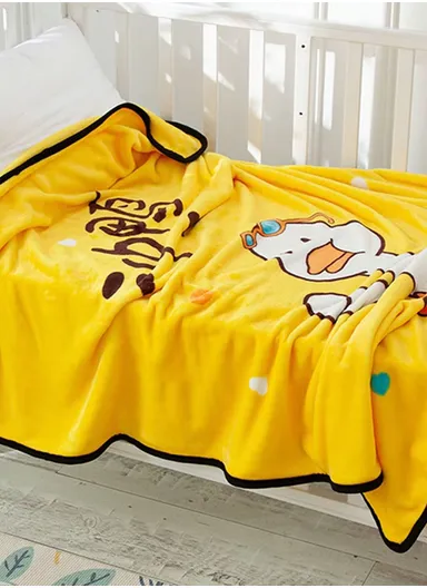 0-24 Months Duck Printed Single-Layer Baby Blanket With Ultra-Soft Comfort (L100 x W140)cm – Yellow