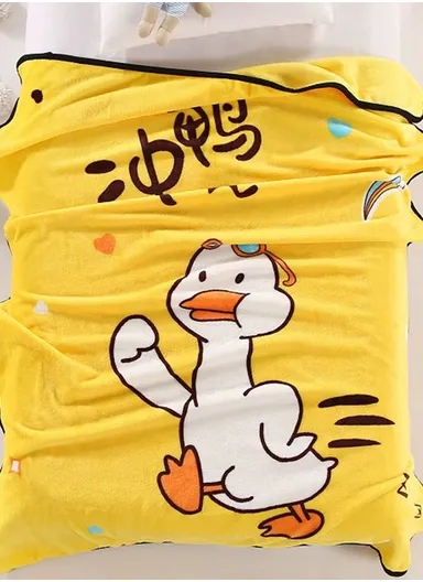 0-24 Months Duck Printed Single-Layer Baby Blanket With Ultra-Soft Comfort (L100 x W140)cm – Yellow
