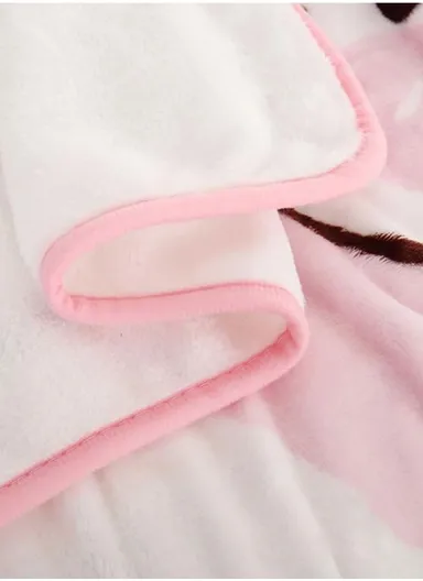0-24 Months Bunny Printed Single-Layer Baby Blanket With Ultra-Soft Comfort (L100 x W140)cm – Pink