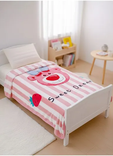 0-24 Months Bear Printed Single-Layer Baby Blanket With Ultra-Soft Comfort (L100 x W140)cm – Fushia