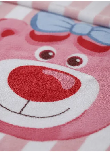 0-24 Months Bear Printed Single-Layer Baby Blanket With Ultra-Soft Comfort (L100 x W140)cm – Fushia