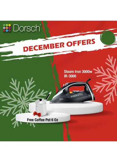 3000W Steam Iron SteamGlide, Powerful Steam DH-07730 + 178ml Stainless Steel Coffee Pot DH-02885 (Free)