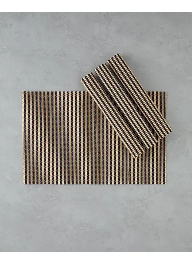 Serene Bamboo 4-Piece Placemat 30x45 cm Black-Cream
