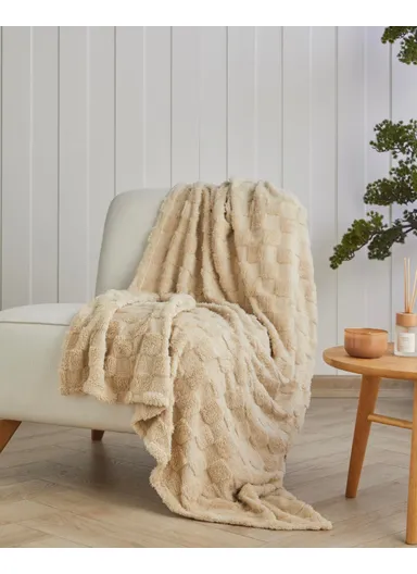 Fancy Square Sofa Throw 120x160 cm Beige