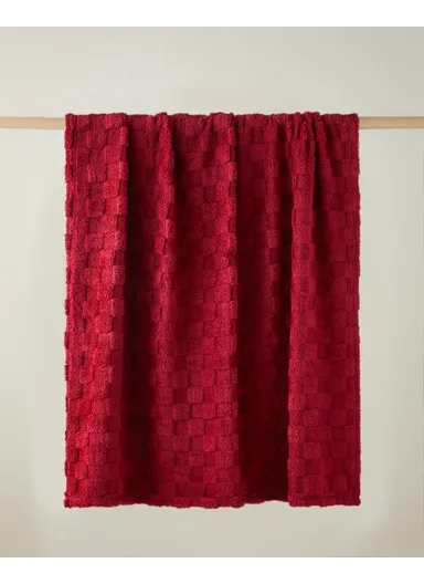 Fancy Square Sofa Throw 120x160 cm Claret Red