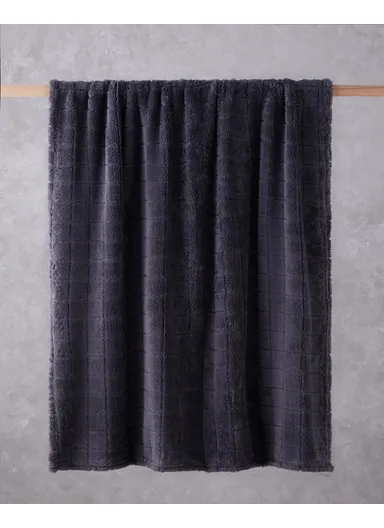 Natural Checkers Jacquard Wellsoft TV Blanket 120x160 cm Anthracite