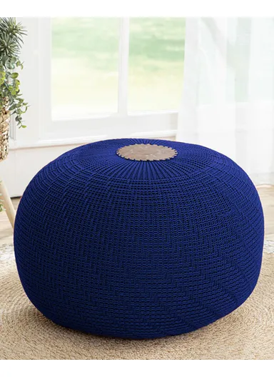 Knitted Acrylic Pouf 37x50 cm Blue