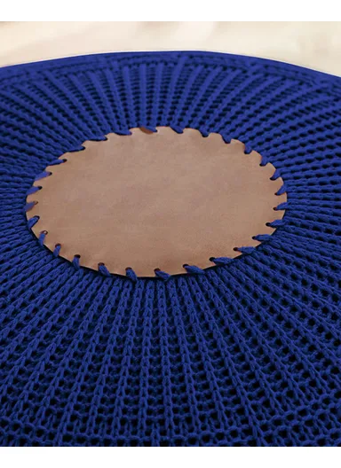 Knitted Acrylic Pouf 37x50 cm Blue