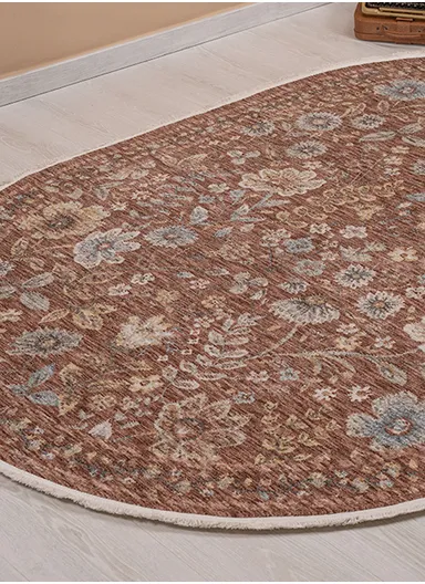 160 x 230 cm Vienna Glacial Garden Indoor Oval Winter Carpet - Light Brown / Beige / Cream / Grey
