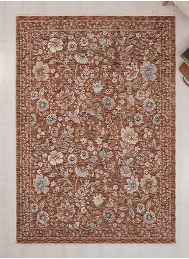 160 x 230 cm Vienna Glacial Garden Indoor Rectangular Winter Carpet - Light Brown / Beige / Cream / Grey