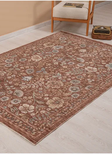 160 x 230 cm Vienna Glacial Garden Indoor Rectangular Winter Carpet - Light Brown / Beige / Cream / Grey