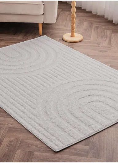 160 x 230 cm Linea Crimson Orbit Rectangular Winter Carpet - Cream