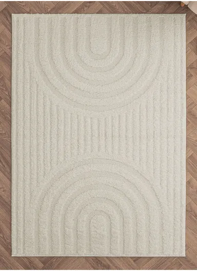 160 x 230 cm Linea Crimson Orbit Rectangular Winter Carpet - Cream