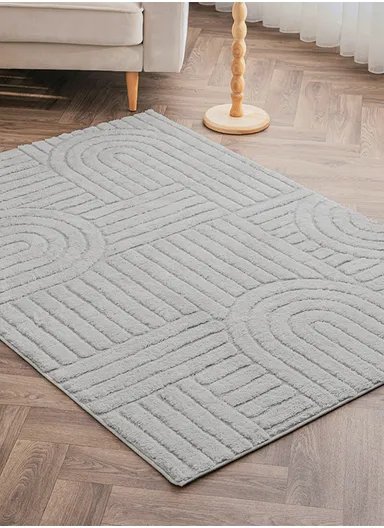 160 x 230 cm Linea Cinnamon Grid Rectangular Winter Carpet - Grey