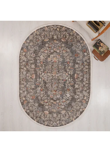 160 x 230 cm Vienna Glacier Rock Indoor Oval Winter Carpet - Multicolor