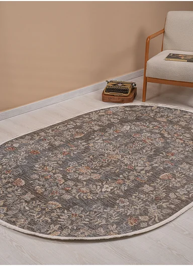 160 x 230 cm Vienna Glacier Rock Indoor Oval Winter Carpet - Multicolor
