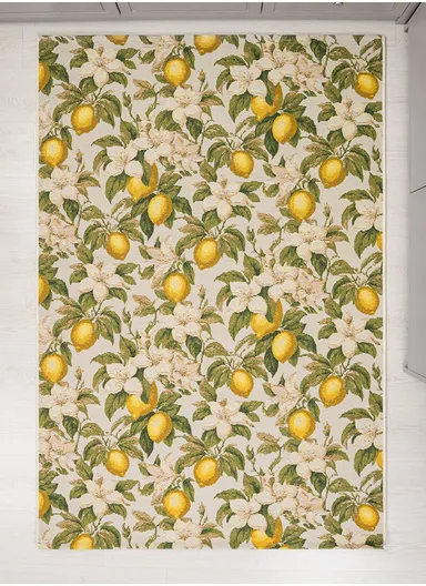 80 x 165 cm Tropical Winter Limoncello Indoor &amp; Outdoor Rectangular Kitchen Decor Carpet - White / Yellow / Green