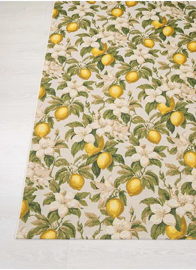 80 x 165 cm Tropical Winter Limoncello Indoor &amp; Outdoor Rectangular Kitchen Decor Carpet - White / Yellow / Green