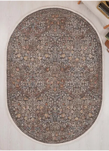 160 x 230 cm Vienna Snowdrift Area Rug Indoor Oval Winter Carpet - Multicolor