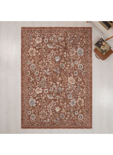 120 x 180 cm Vienna Glacial Garden Indoor Rectangular Winter Carpet - Light Brown / Beige / Cream / Grey