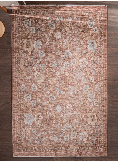 120 x 180 cm Vienna Glacial Garden Indoor Rectangular Winter Carpet - Light Brown / Beige / Cream / Grey