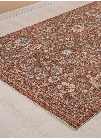 120 x 180 cm Vienna Glacial Garden Indoor Rectangular Winter Carpet - Light Brown / Beige / Cream / Grey