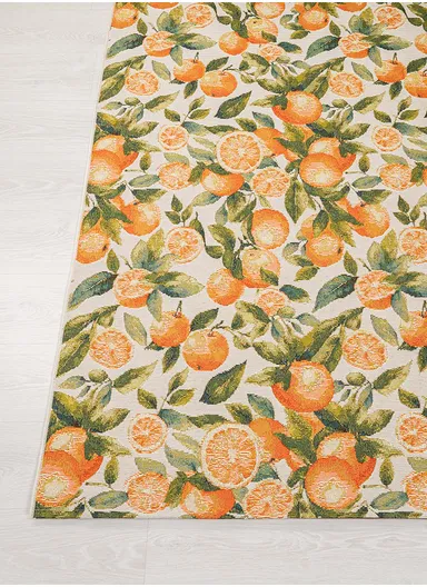 80 x 165 cm Tropical Tangerine Dream Indoor &amp; Outdoor Rectangular Kitchen Decor Carpet - Orange / Green