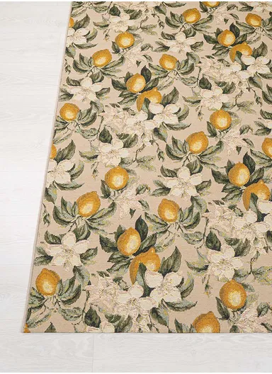 80 x 165 cm Tropical Winter Limoncello Indoor &amp; Outdoor Rectangular Kitchen Decor Carpet - Cream / Green / Yellow
