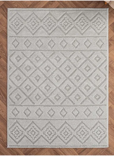 160 x 230 cm Linea Elegant Saffron Geometry Rectangular Winter Carpet - Grey