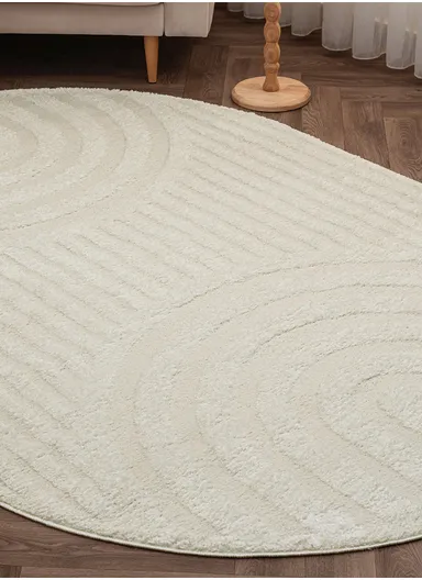 160 x 230 cm Linea Crimson Orbit Oval Winter Carpet - Cream