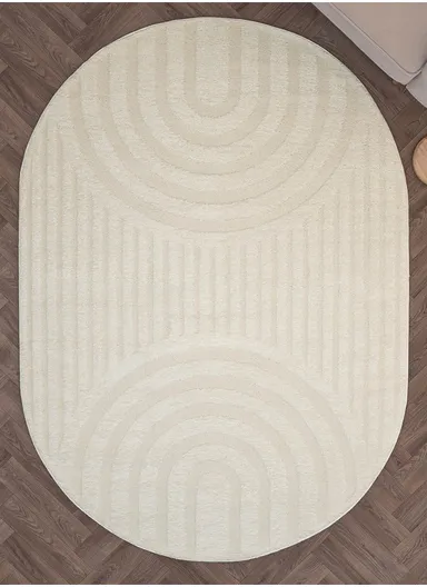 160 x 230 cm Linea Crimson Orbit Oval Winter Carpet - Cream
