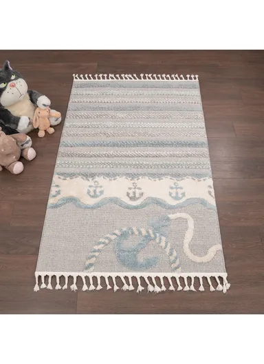 120 x 180 cm Cloud Seafaring Stripes Zymta Winter Carpet - Grey / Blue