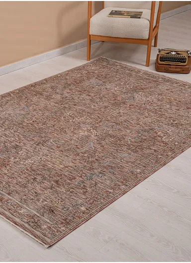 160 x 230 cm Vienna Frosted Tapestry Indoor Rectangular Winter Carpet - Light Brown / Beige / Cream