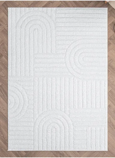 200 x 285 cm Linea Cinnamon Grid Rectangular Winter Carpet - Cream