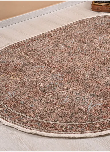 160 x 230 cm Vienna Frosted Tapestry Indoor Oval Winter Carpet - Light Brown / Beige / Cream